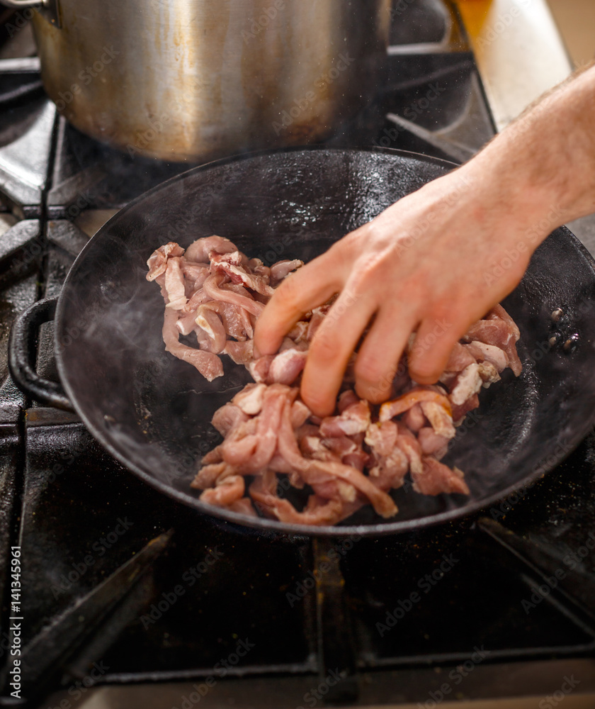 Chef cook meat Chef cook meat
