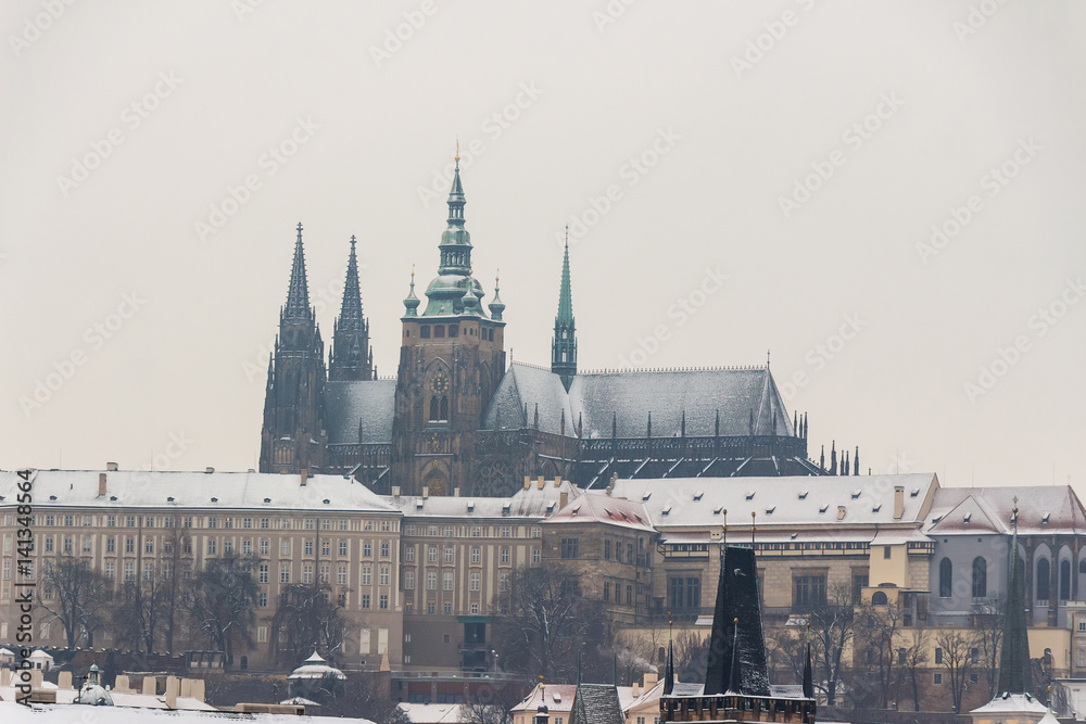St Vitus Cathedral in Prague covered in snow St Vitus Cathedral in Prague covered in snow