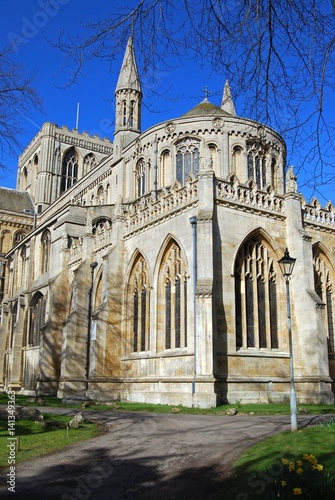 Rear view of Peterborough Cathedral, UK.