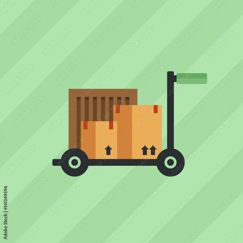 Box Package on a Cart Icon Illustration Isolated Vector Warehouse Box Package on a Cart Icon Illustration Isolated Vector Warehouse