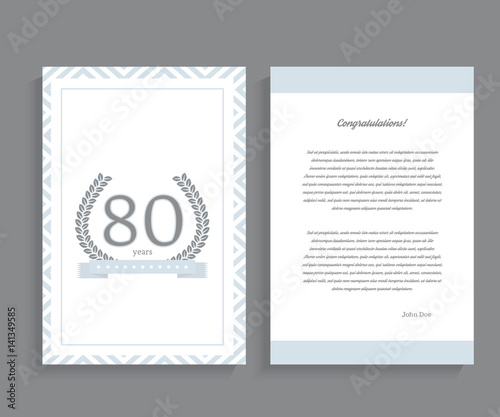 80th anniversary decorated greeting / invitation card template.