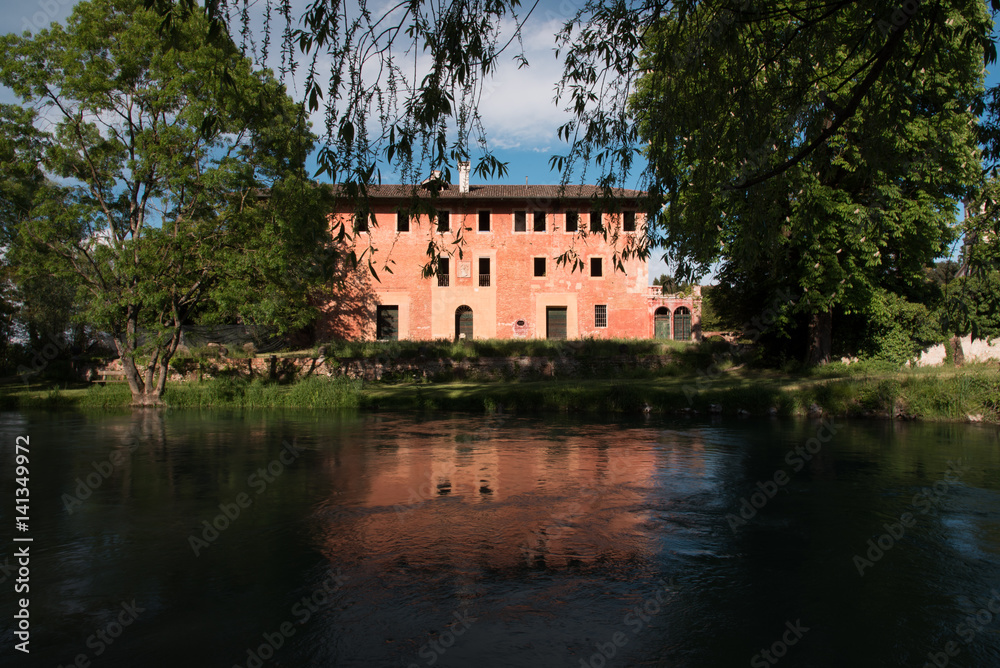 Park of the springs. Historic villa surrounded by woods and water Park of the springs. Historic villa surrounded by woods and water