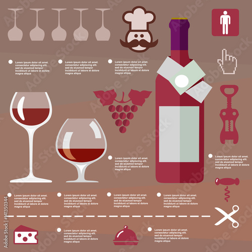 Illustration wine infographic on flat design