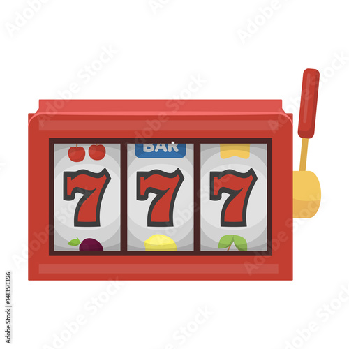 A slot machine in a casino. An automatic with a lever and a dial.Kasino single icon in cartoon style vector symbol stock illustration.