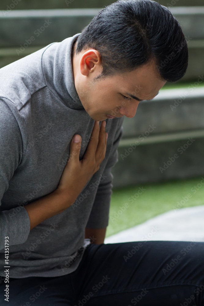 sick man suffering from heart attack, chest pain sick man suffering from heart attack, chest pain