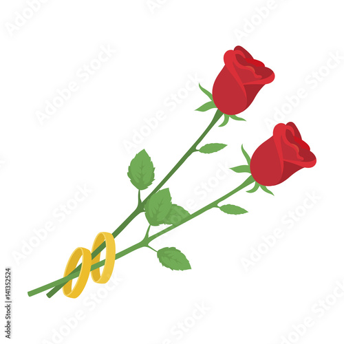 Rose gift for the wedding. A beautiful flower on the leg.Wedding single icon in cartoon style vector symbol stock illustration.