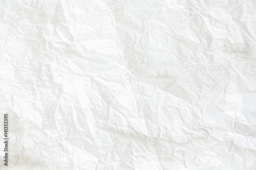 White crumpled paper background, horizontal image. Stylish, minimalistic, daylight.