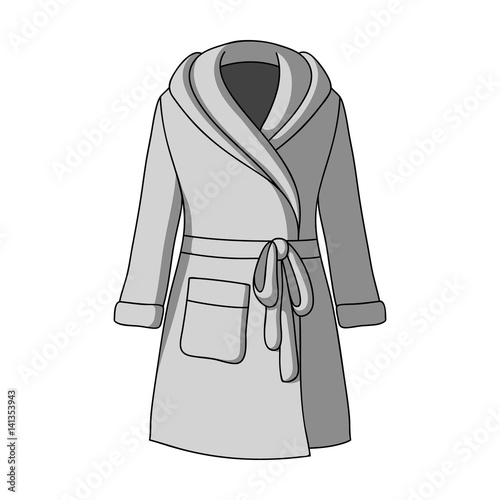 Green lady s gown after bath. Home clothes for women. Woman clothes single icon in monochrome style vector symbol stock illustration.