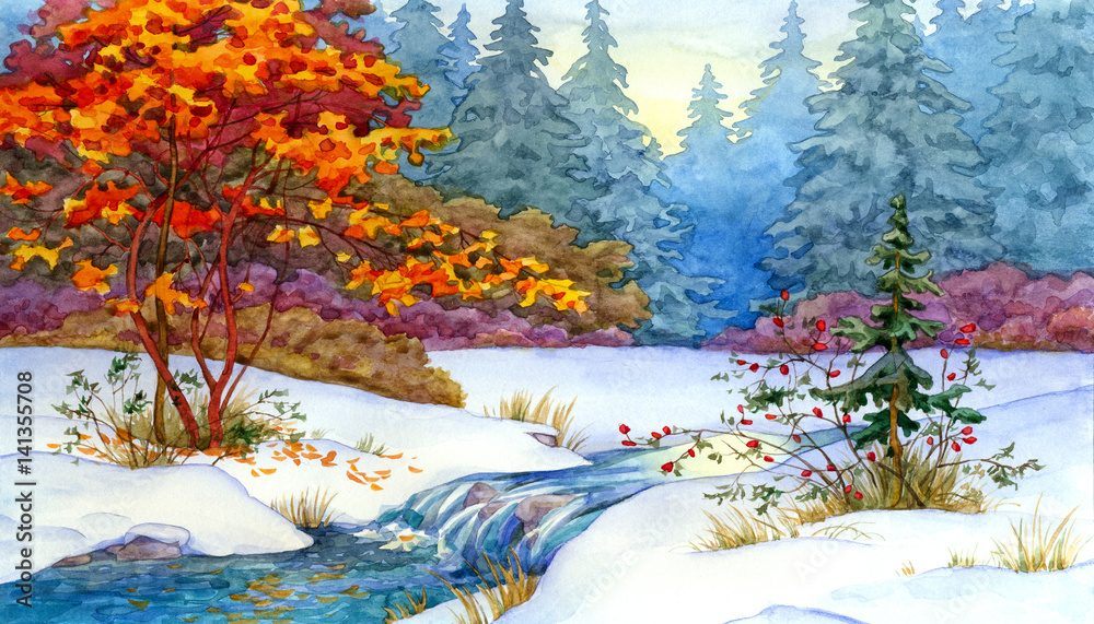 Fototapeta premium Winter Forest scene