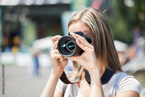 Woman using her camera