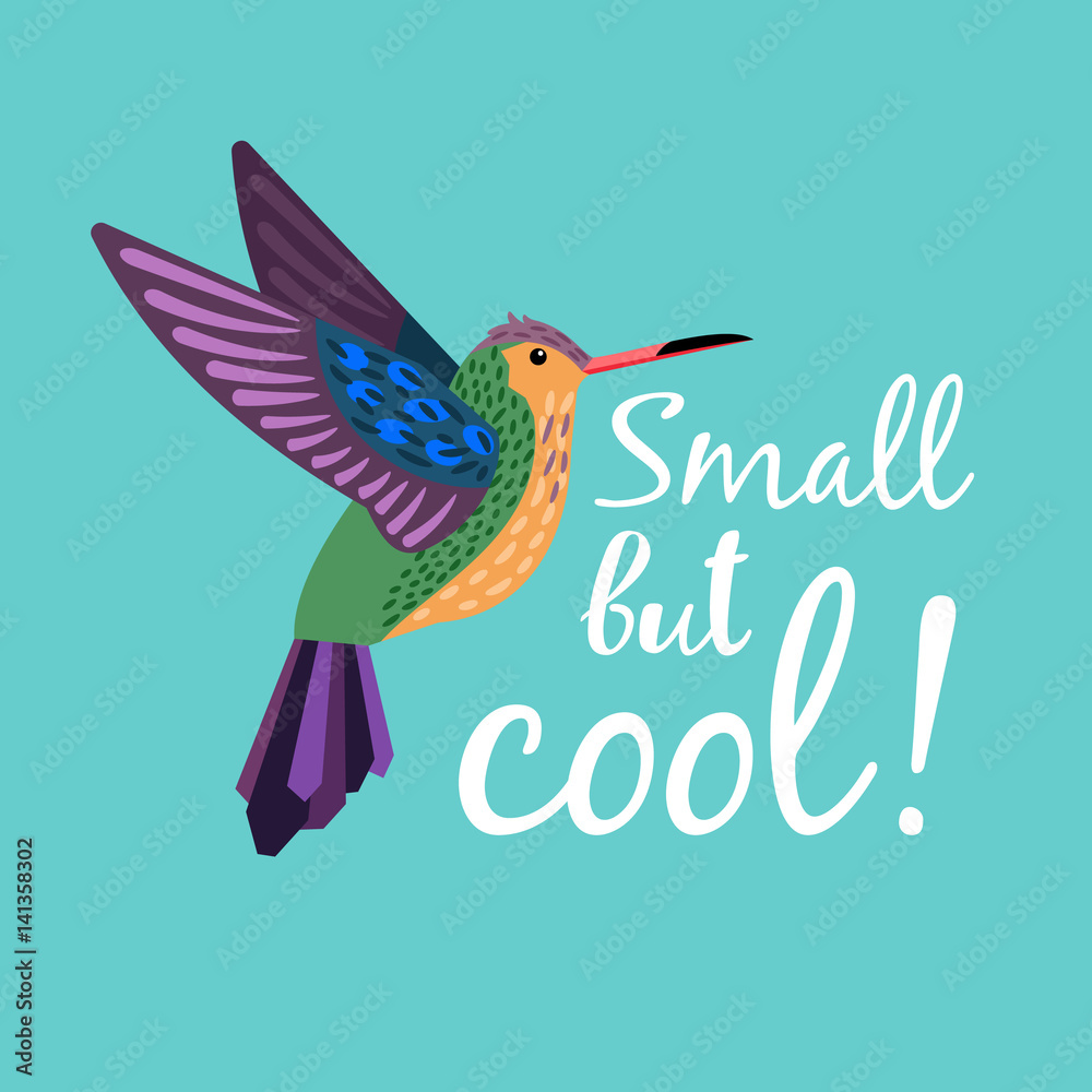 Obraz premium Colibri - very small amazing bird with inscription 