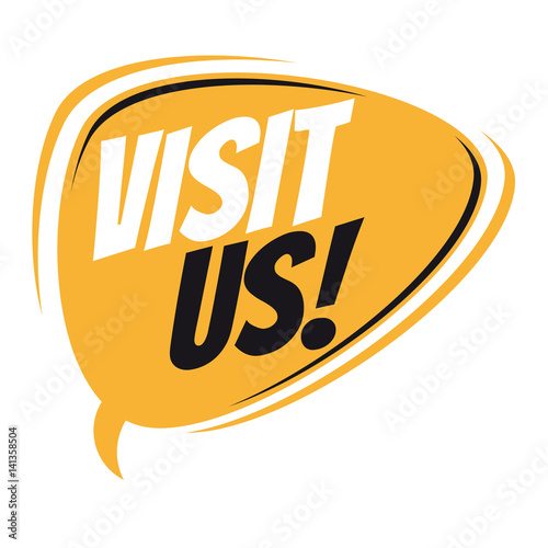 visit us retro speech balloon