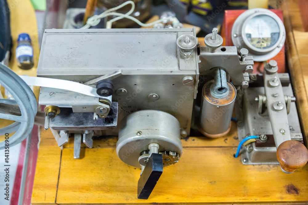 The apparatus of the electric telegraph of the american inventor Samuel Morse The apparatus of the electric telegraph of the american inventor Samuel Morse