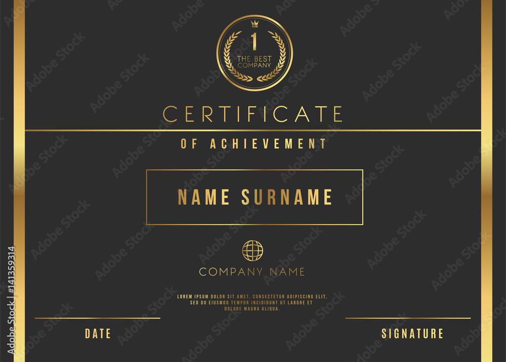 Plakat Vector Certificate Template Design with Luxury Best Company Award
