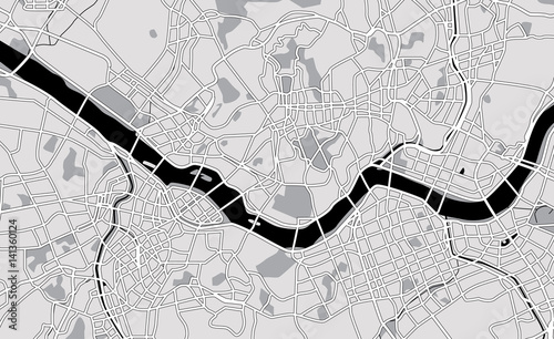 Black and white scheme of the Seoul, South Korea. City Plan of Seoul