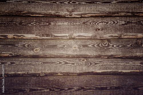 Wooden plank background, dark horizontal boards, wood texture, old table (floor, wall), vintage.