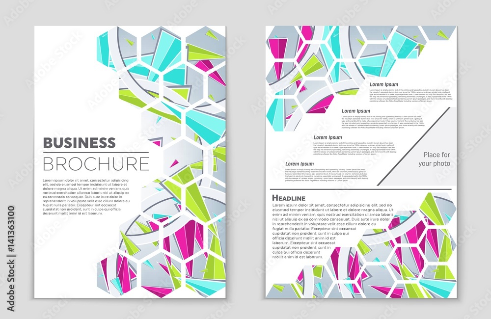 Fototapeta premium Abstract vector layout background set. For art template design, list, page, mockup brochure theme style, banner, idea, cover, booklet, print, flyer, book, blank, card, ad, sign, sheet,, a4.