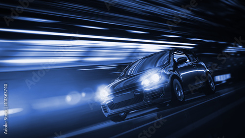 Schnelles Auto bei Nacht in einer Stadt © Shutter81