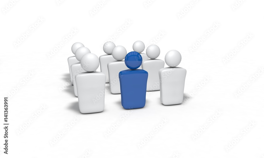 Leader concept , on the white 3d render Leader concept , on the white 3d render