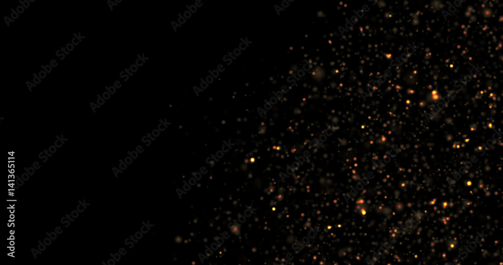 Abstract Gold Glitter Explosion on Black Background