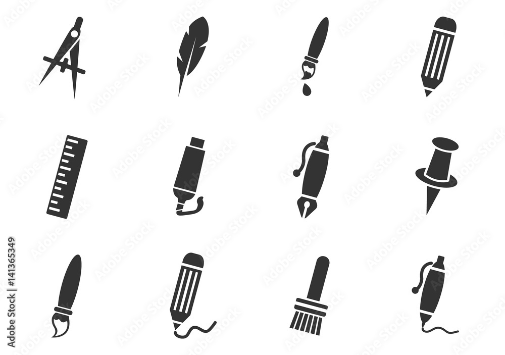Obraz premium art tools icon set