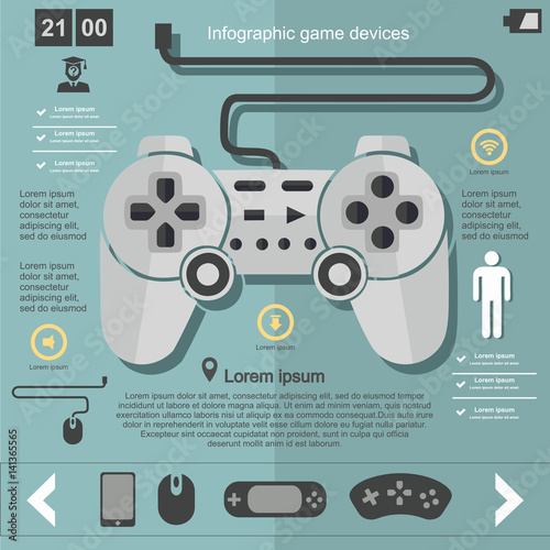 Infographic game devices for games on flat design