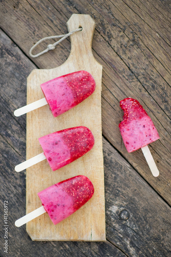 strawberry and raspberry  popsicle