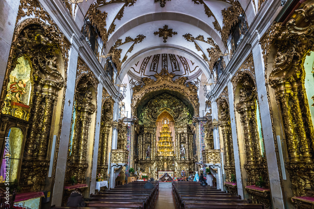 Interior of famous Carmelite Church in Porto city, Portugal