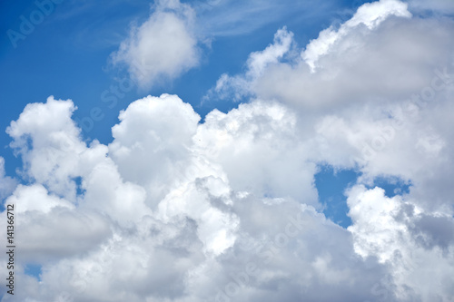 White clouds and blue sky.