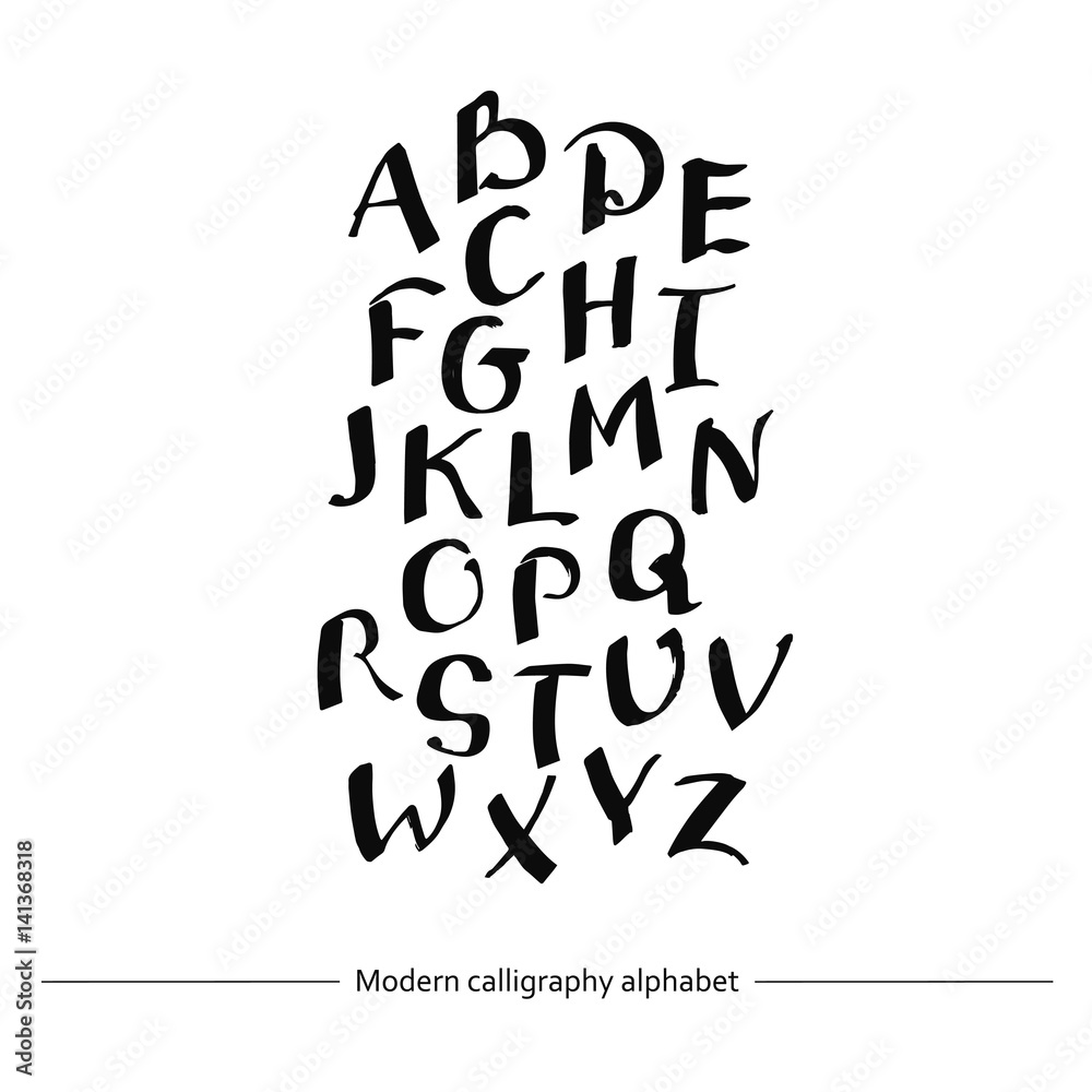 Calligraphic font. Handwritten alphabet in brush style. Calligraphic font. Handwritten alphabet in brush style.