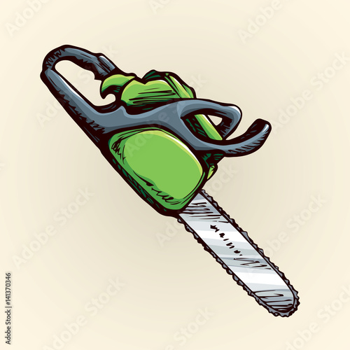 Chainsaw. Vector drawing