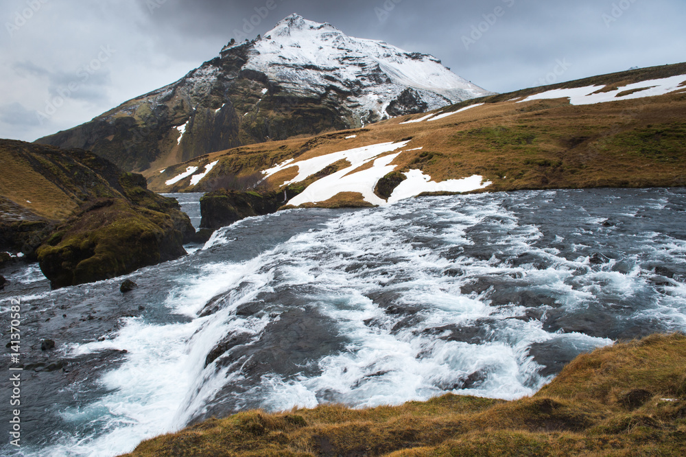 Upper Skogafoss waterfall Iceland