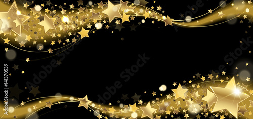Banner with Golden Sparkling Stars