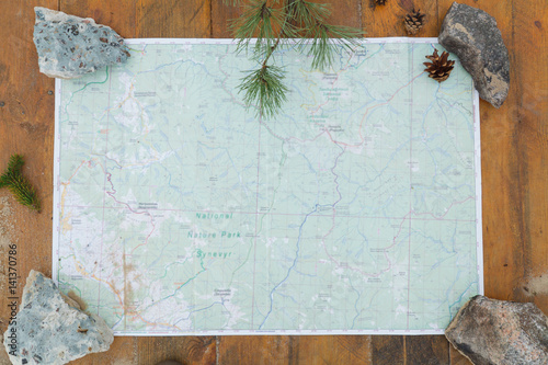 Background from a map of wood and stones