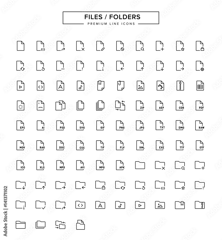 Files Folders Line Icon Set Files Folders Line Icon Set
