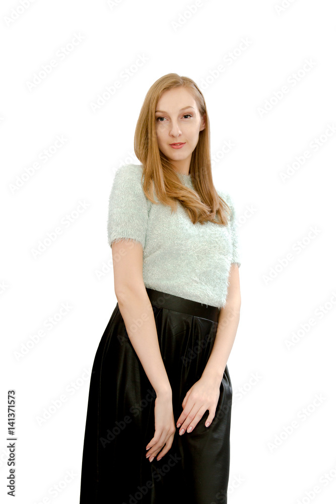 beautiful young girl in a blue blouse beautiful young girl in a blue blouse