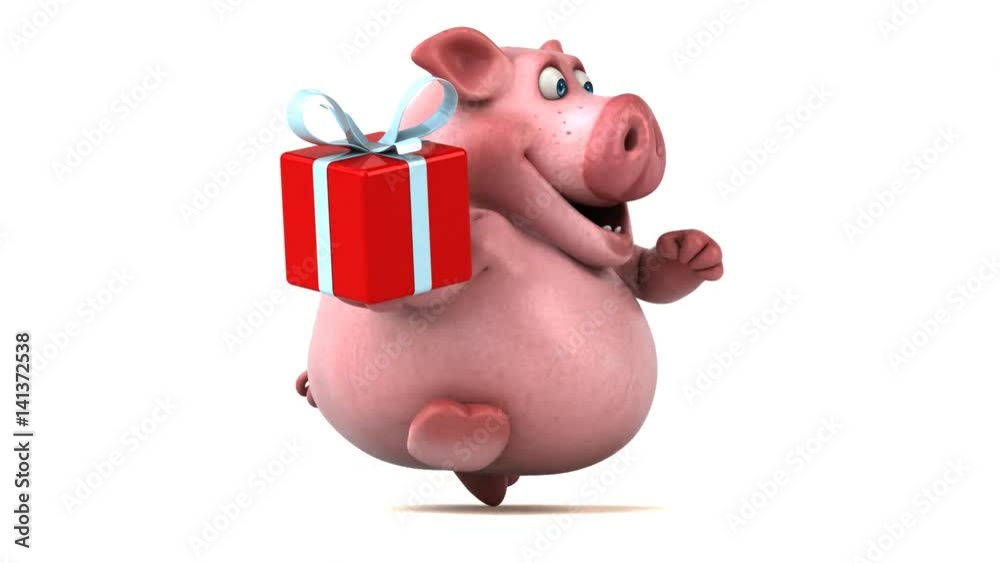 Fun pig running - 3D Animation Fun pig running - 3D Animation