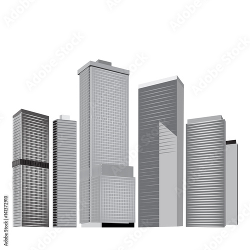 City skyline in grey colors.