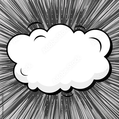 Abstract creative concept vector comic pop art style blank, layout template with clouds beams and isolated dots background. For sale banner, empty speech bubble set, illustration halftone book design.
