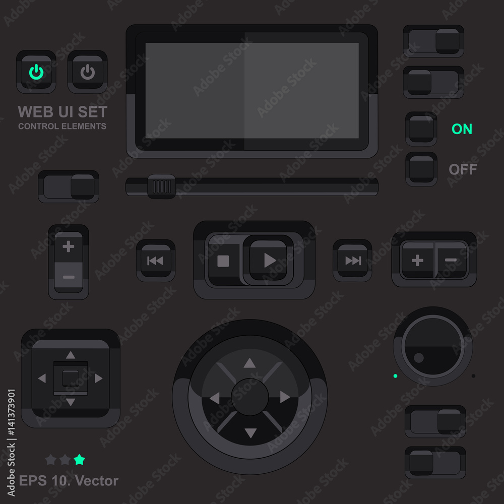 Obraz premium Player interface, design element, vector set, mobile app, smartphone, tablet, web tab, navigation bar
