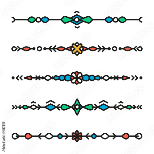 Decorative hipster geometric colorful dividers isolated