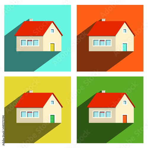 House Flat Icons Set Isolated on white Background