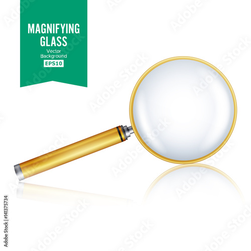 Realistic Magnifying Glass Vector. Isolated On White Background, With Gradient Mesh. Magnifying Glass Object For Zoom