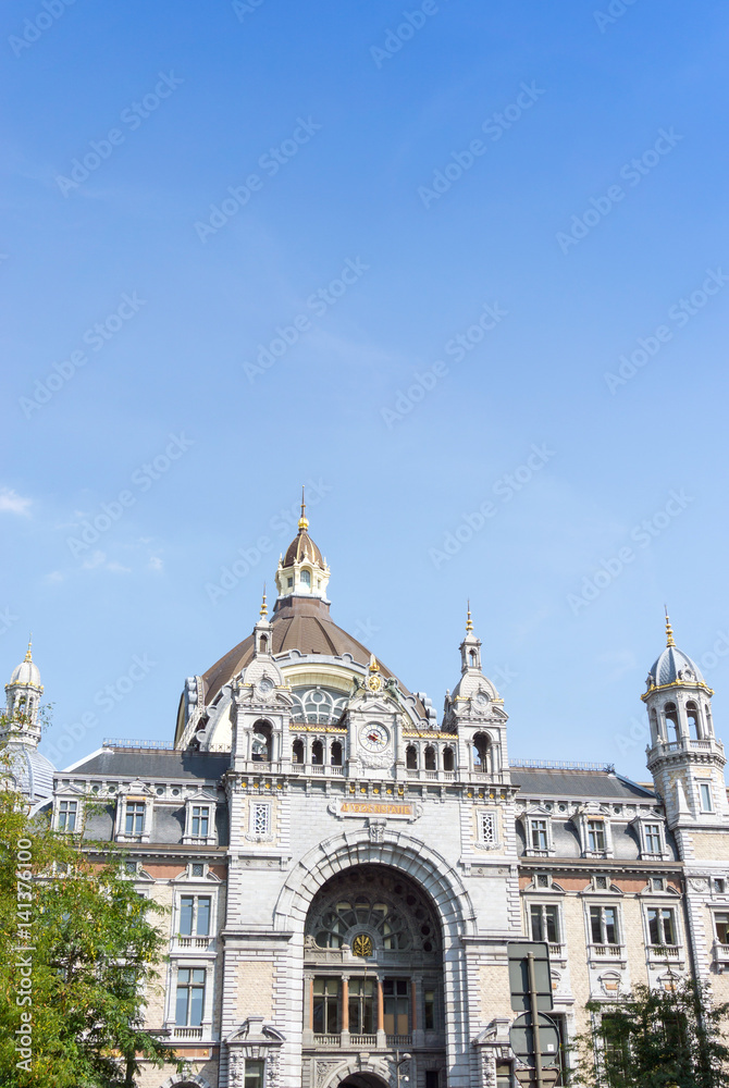 Fototapeta premium Beautiful street view of Old town in Antwerp, Belgium