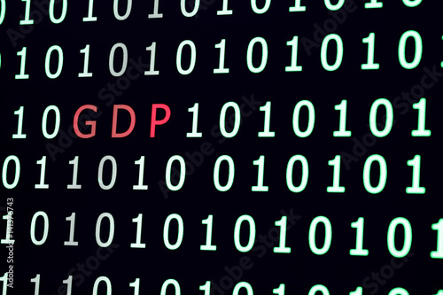 text GDP(gross domestic product) among binary code background