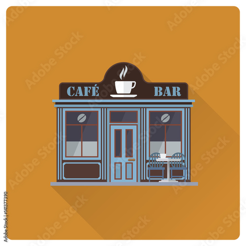 cafe and bar building flat design vector illustration
