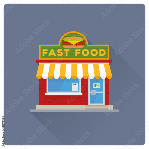 Fototapeta Naklejka Na Ścianę i Meble -  fast food restaurant building flat design vector illustration