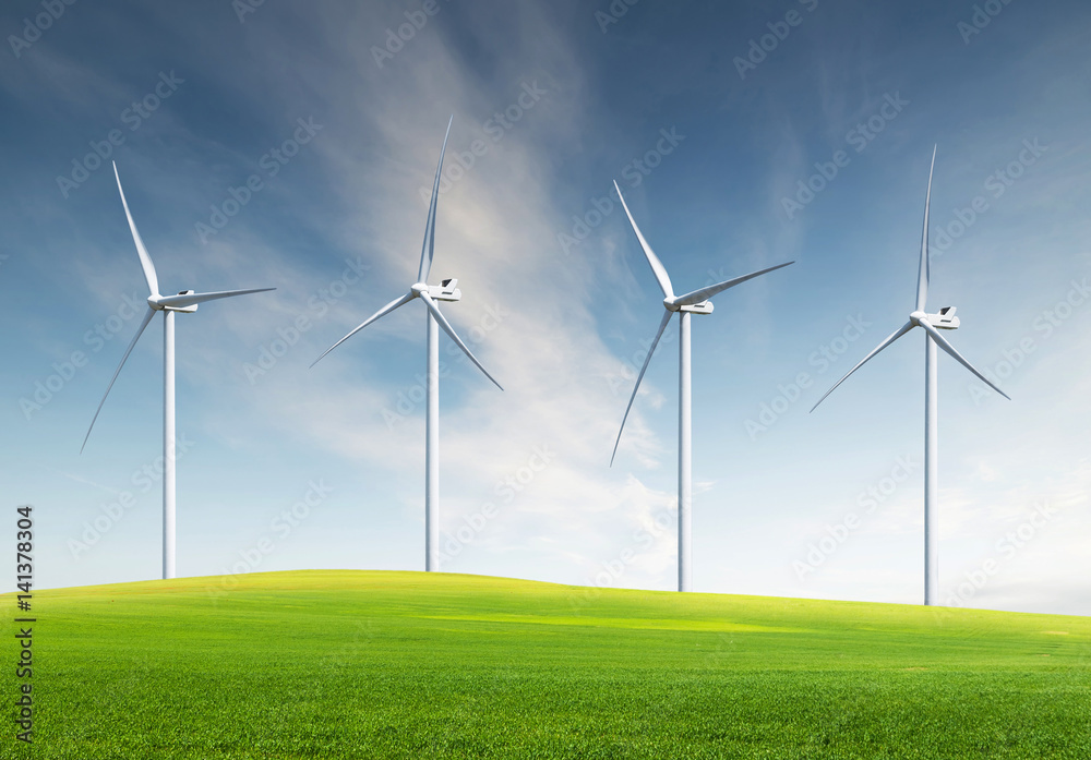 Wind power station. Ecological energy composition Wind power station. Ecological energy composition