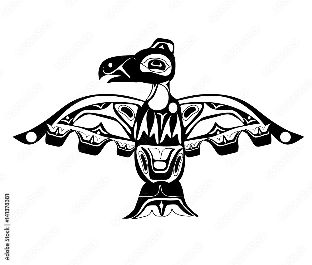 Obraz premium totem bird indigenous art stylization