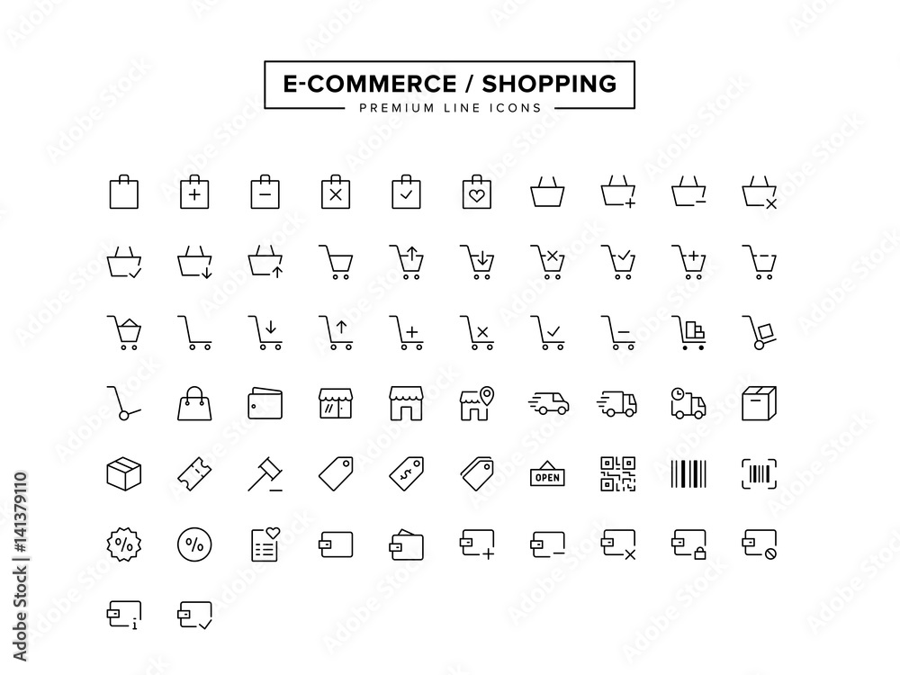 E-Commerce Shopping line icon set